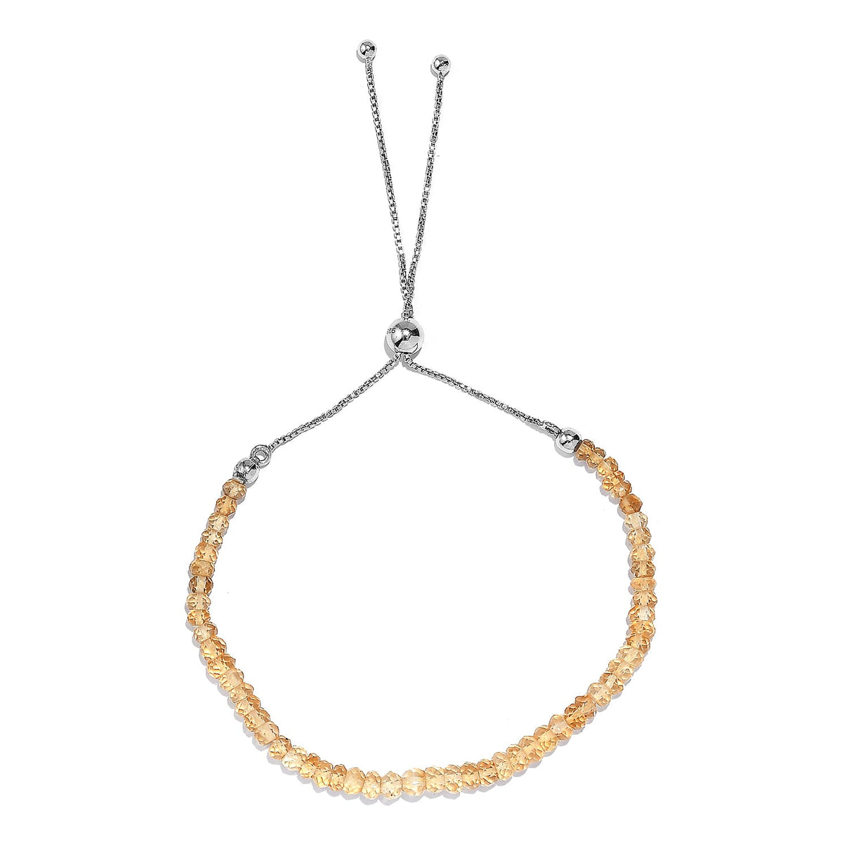 Citrine Adjustable Bracelet (Size - 6.5 - 9.5) in Rhodium Overlay Sterling Silver 10.0 Ct. 7955958 0