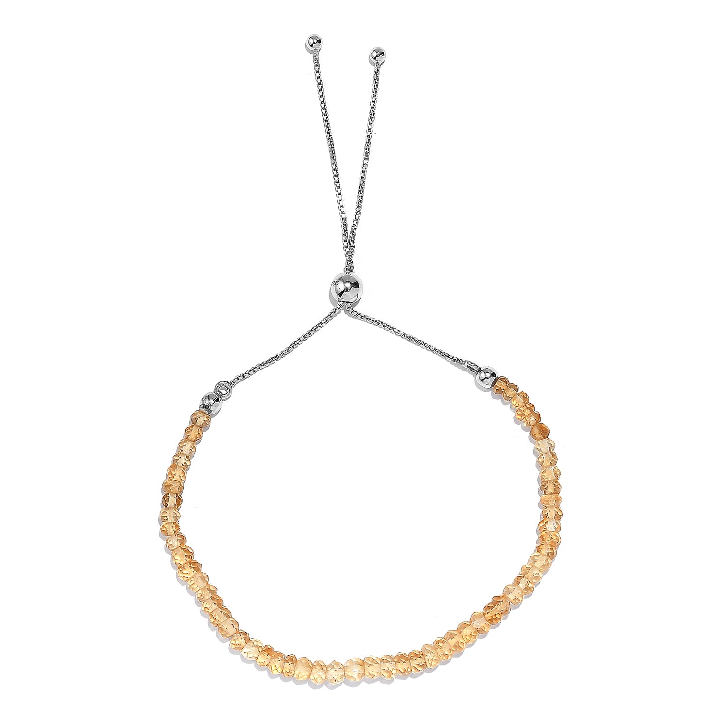 Citrine Adjustable Bracelet (Size - 6.5 - 9.5) in Rhodium Overlay Sterling Silver 10.0 Ct. 7955958 0