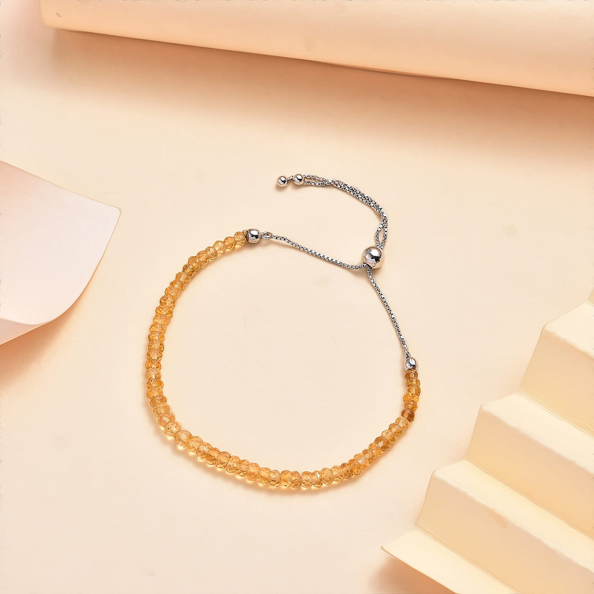 Citrine Adjustable Bracelet (Size - 6.5 - 9.5) in Rhodium Overlay Sterling Silver 10.0 Ct. 7955958 2