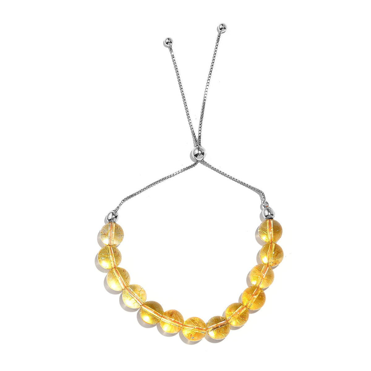 Citrine Adjustable Bracelet (Size - 6.5 - 9) in Rhodium Overlay Sterling Silver 40.0 Ct. 7955948 0