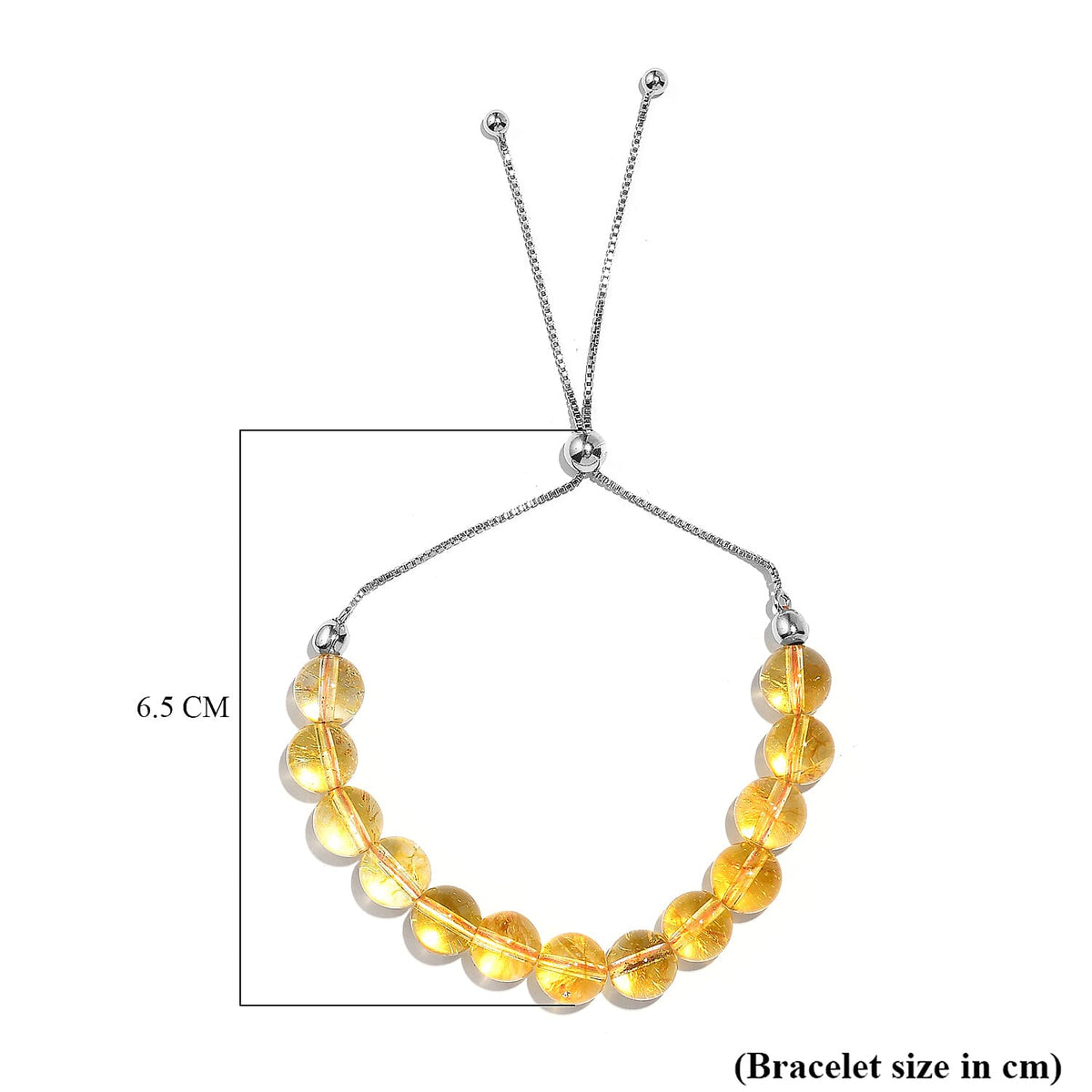 Citrine Adjustable Bracelet (Size - 6.5 - 9) in Rhodium Overlay Sterling Silver 40.0 Ct. 7955948 4