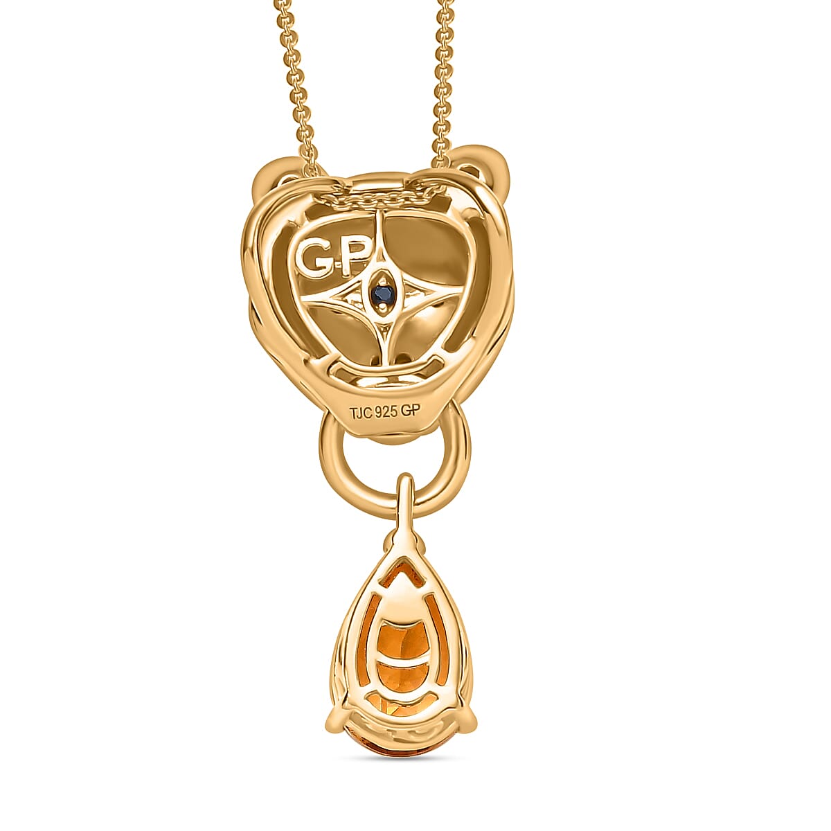 GP Tiger Totem Collection - Citrine and Black Spinel Tiger Head Pendant with Chain (Size 20) in 18K Yellow Gold Vermeil Plated Sterling Silver 4299758 4