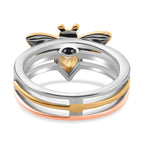 GP Honeycomb Collection - Citrine & Moissanite Band Ring in 18K Vermeil YG & Platinum Plated Sterling Silver