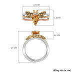 GP Honeycomb Collection - Citrine & Moissanite Band Ring in 18K Vermeil YG & Platinum Plated Sterling Silver