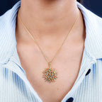 GP Celestial Collection - Citrine Sun Pendant with Chain (Size 20) in 18K Vermeil YG Plated Sterling Silver 1.59 Ct, Silver Wt. 5.73 Gms