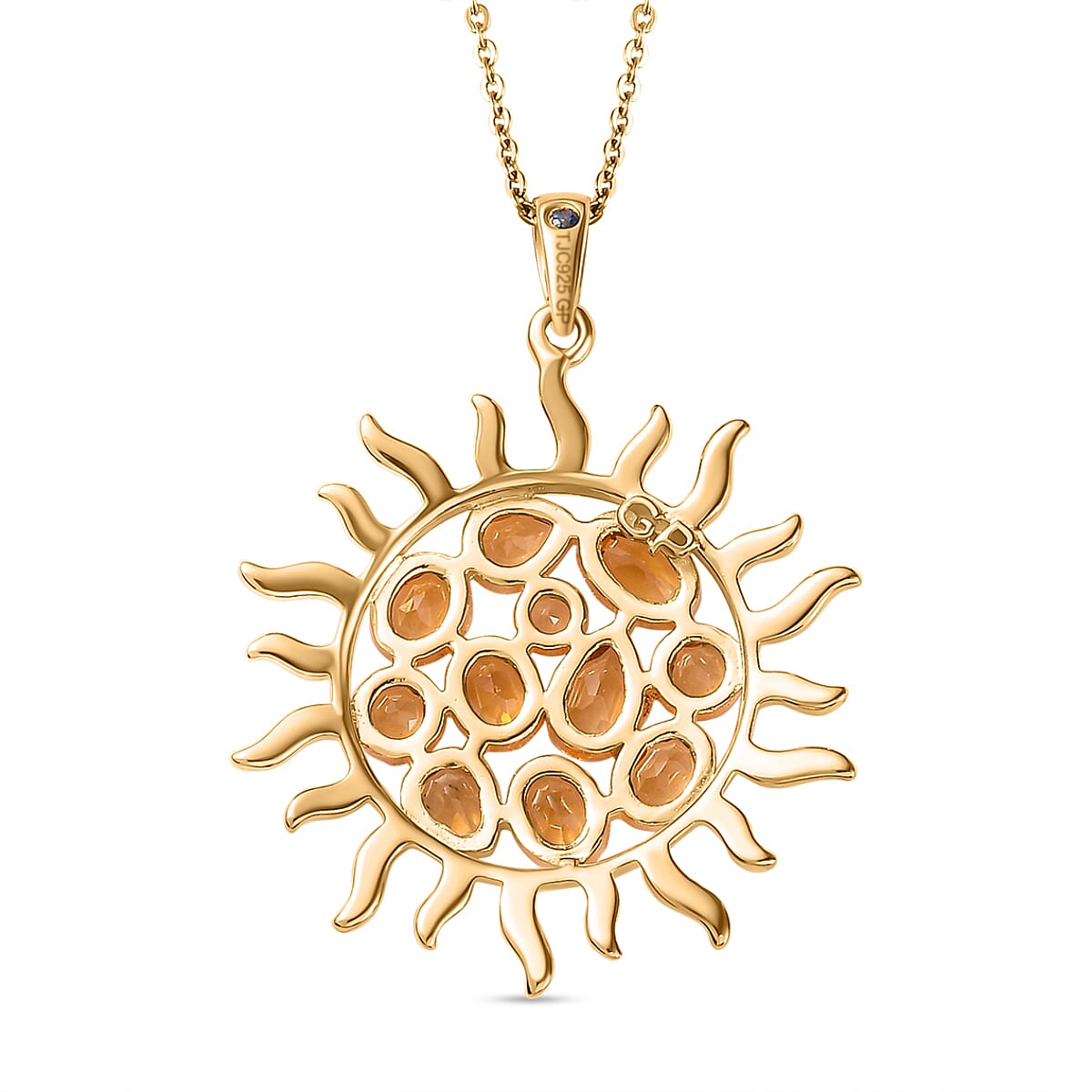 GP Celestial Collection - Citrine Sun Pendant with Chain (Size 20) in 18K Vermeil YG Plated Sterling Silver 1.59 Ct, Silver Wt. 5.73 Gms 4248634 5