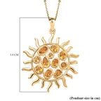 GP Celestial Collection - Citrine Sun Pendant with Chain (Size 20) in 18K Vermeil YG Plated Sterling Silver 1.59 Ct, Silver Wt. 5.73 Gms
