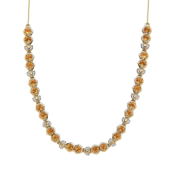 GP HoneyComb Collection - Citrine and Natural Zircon Cluster Necklace (Size - 20) in 18K Yellow Gold Vermeil Plated Sterling Silver 6.86 Ct, Silver Wt. 16.41 Gms 7781183 1