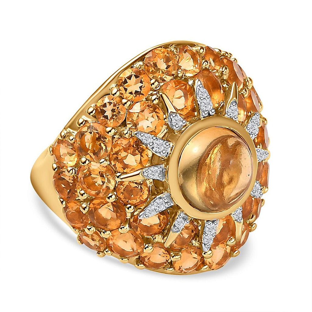 GP Celestial Collection - Citrine & Natural Zircon Ring in Platinum & 18K YG Vermeil Plated Sterling Silver 7.24 Ct