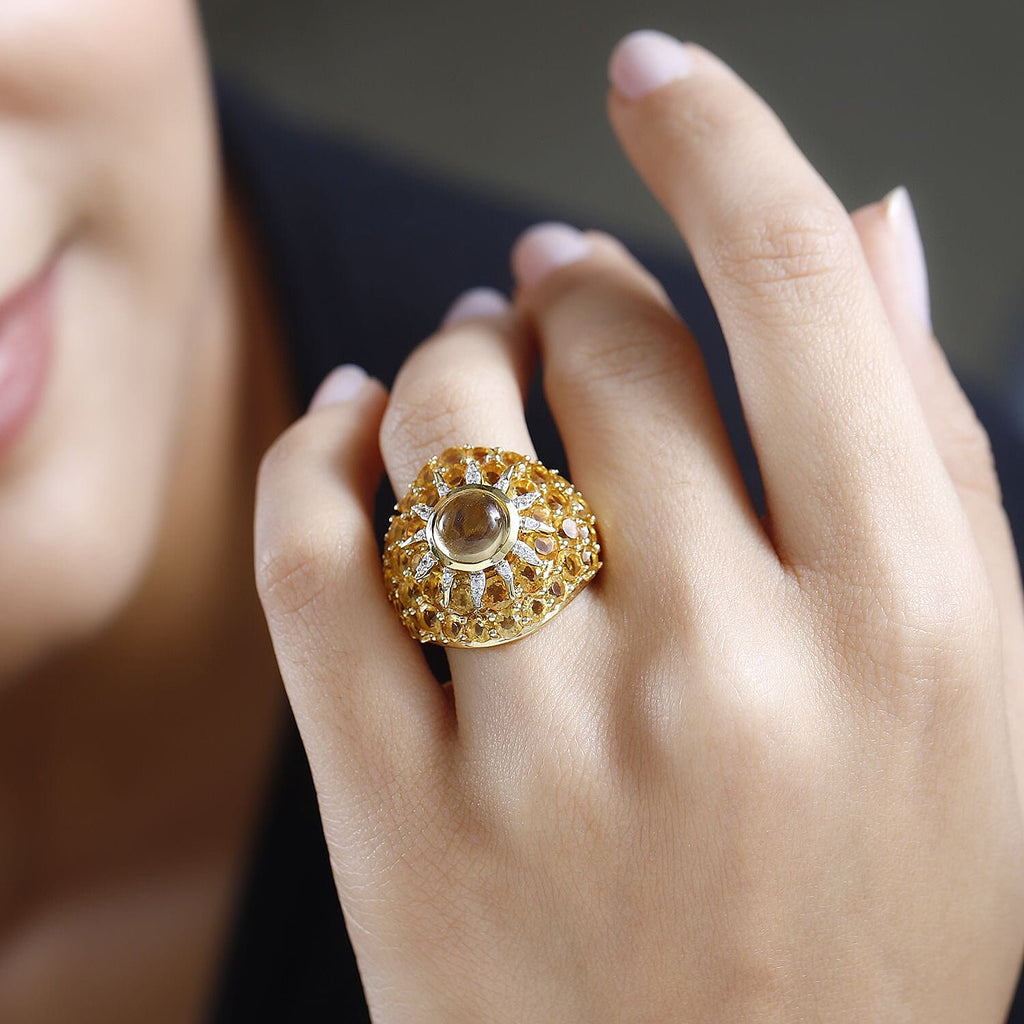 GP Celestial Collection - Citrine & Natural Zircon Ring in Platinum & 18K YG Vermeil Plated Sterling Silver 7.24 Ct
