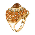 GP Celestial Collection - Citrine & Natural Zircon Ring in Platinum & 18K YG Vermeil Plated Sterling Silver 7.24 Ct