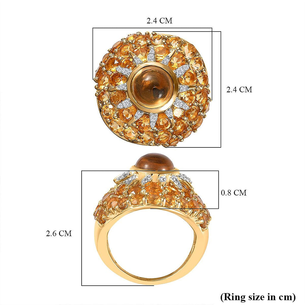 GP Celestial Collection - Citrine & Natural Zircon Ring in Platinum & 18K YG Vermeil Plated Sterling Silver 7.24 Ct