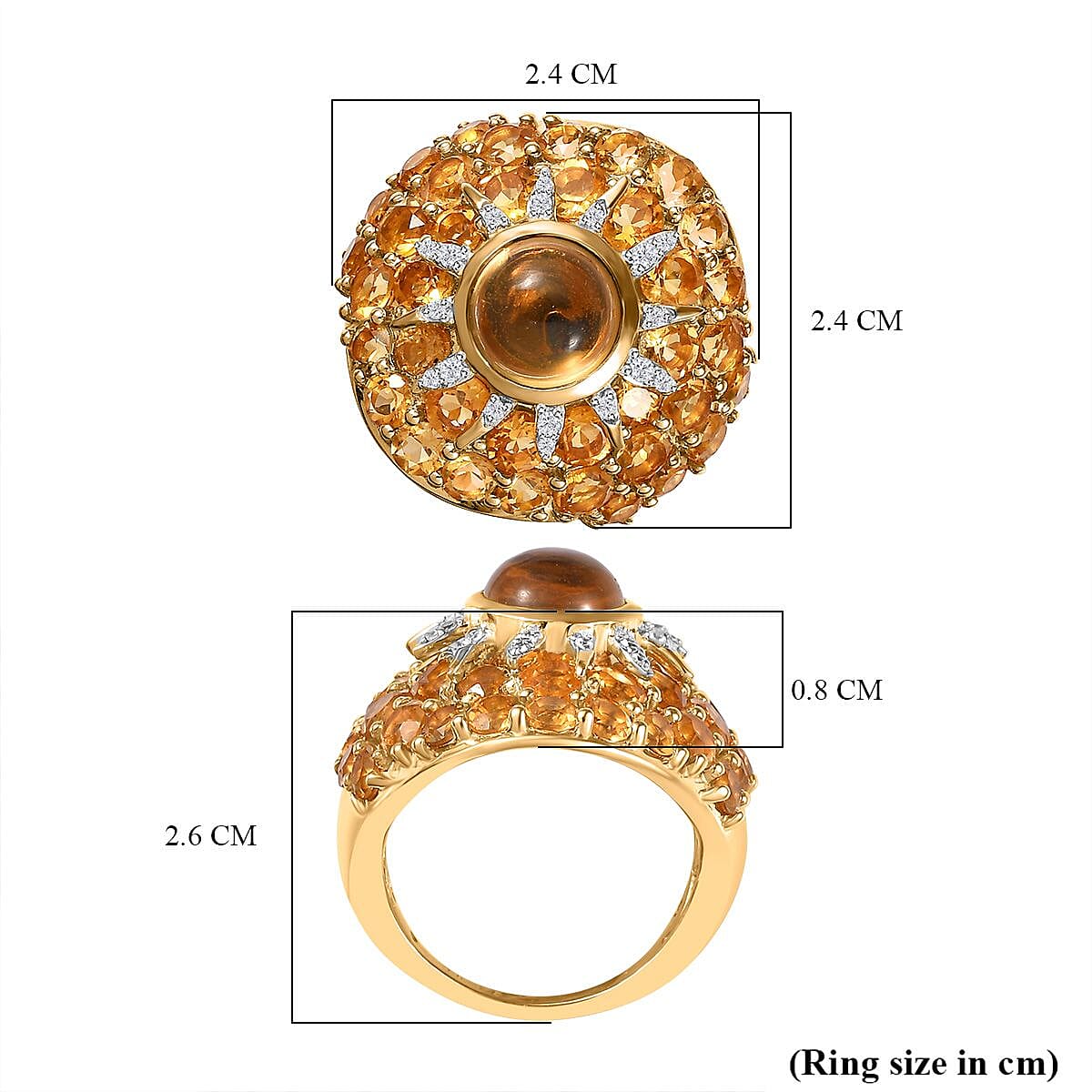 GP Celestial Collection - Citrine and Natural Zircon Ring in Platinum and 18K Vermeil Yellow Gold Plated Sterling Silver 7737453 5