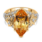 GP Honeycomb Collection - Citrine, Blue Sapphire & White Zircon Ring in 18K Vermeil Yellow Gold Plated Sterling Silver 6.20 Ct.
