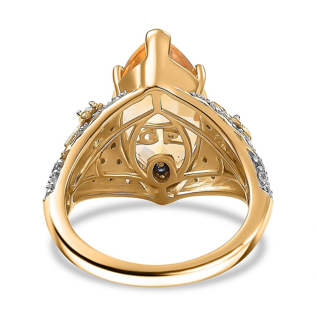 GP Honeycomb Collection - Citrine, White Zircon Ring in 18K Yellow Gold Vermeil Sterling Silver 7979579 4