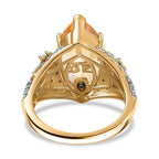 GP Honeycomb Collection - Citrine, Blue Sapphire & White Zircon Ring in 18K Vermeil Yellow Gold Plated Sterling Silver 6.20 Ct.