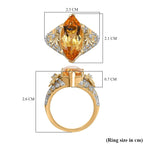 GP Honeycomb Collection - Citrine, Blue Sapphire & White Zircon Ring in 18K Vermeil Yellow Gold Plated Sterling Silver 6.20 Ct.