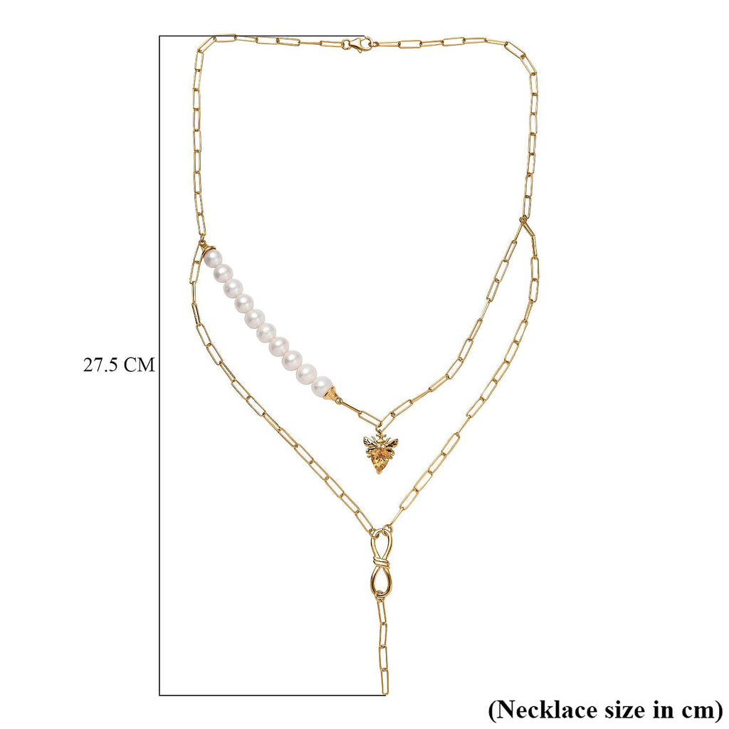 GP Italian Garden Collection - Citrine & Multi Gemstone Necklace (Size - 20) in 18K Vermeil Yellow Gold Plated Sterling Silver 37.56 Ct.