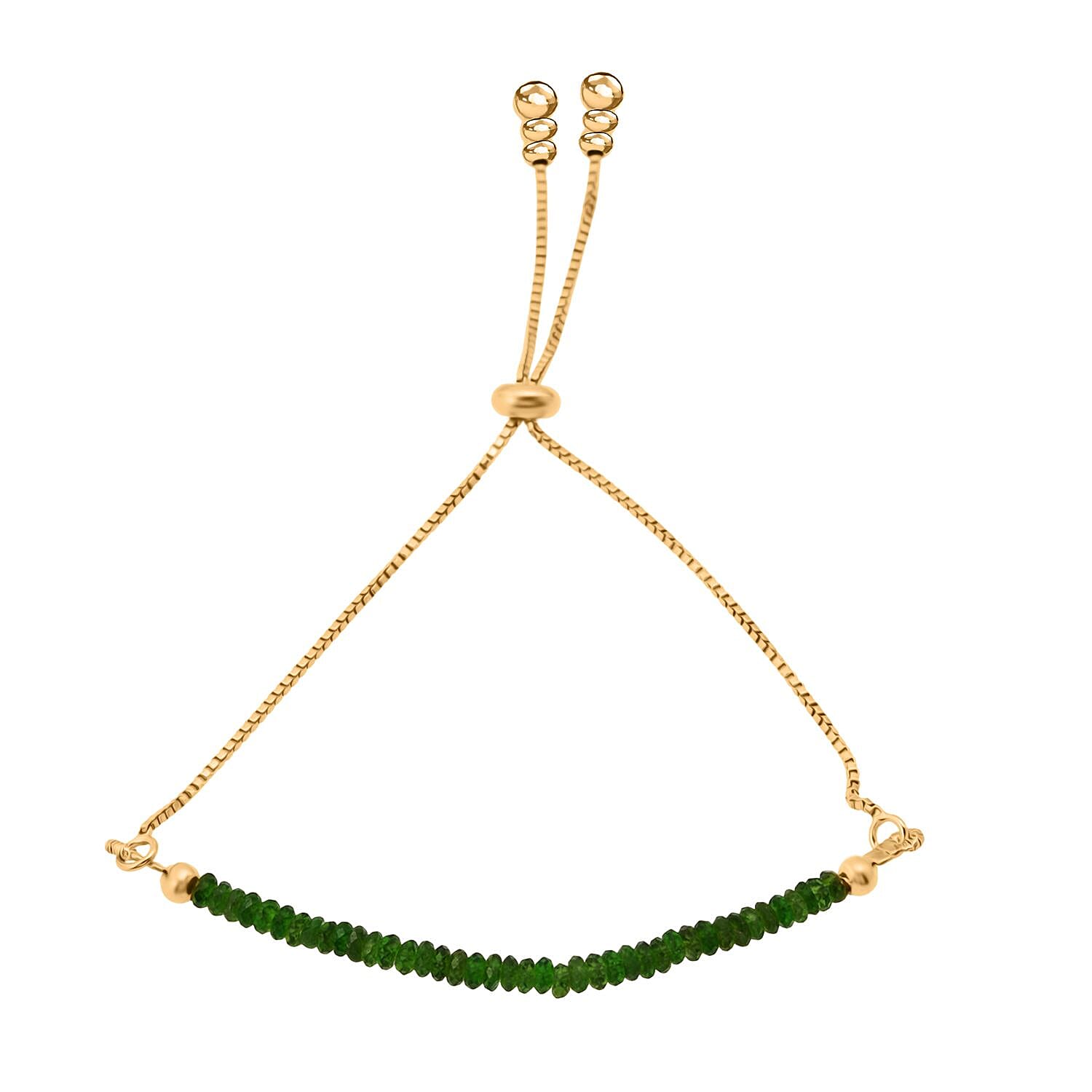 Chrome Diopside Bracelet (Size 6.5 - 8 Adjustable) in Yellow Gold Plated Sterling Silver 7.00 Ct. 8323650 0
