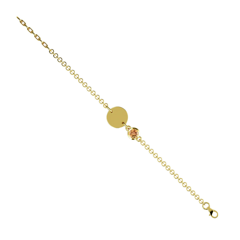 Citrine Bracelet (Size 5 with 1 Inch Extender) in 14K Gold Overlay Sterling Silver, Silver Wt 8.42 Gms