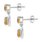 Citrine Dangle Earrings Sterling Silver 1.25 Ct