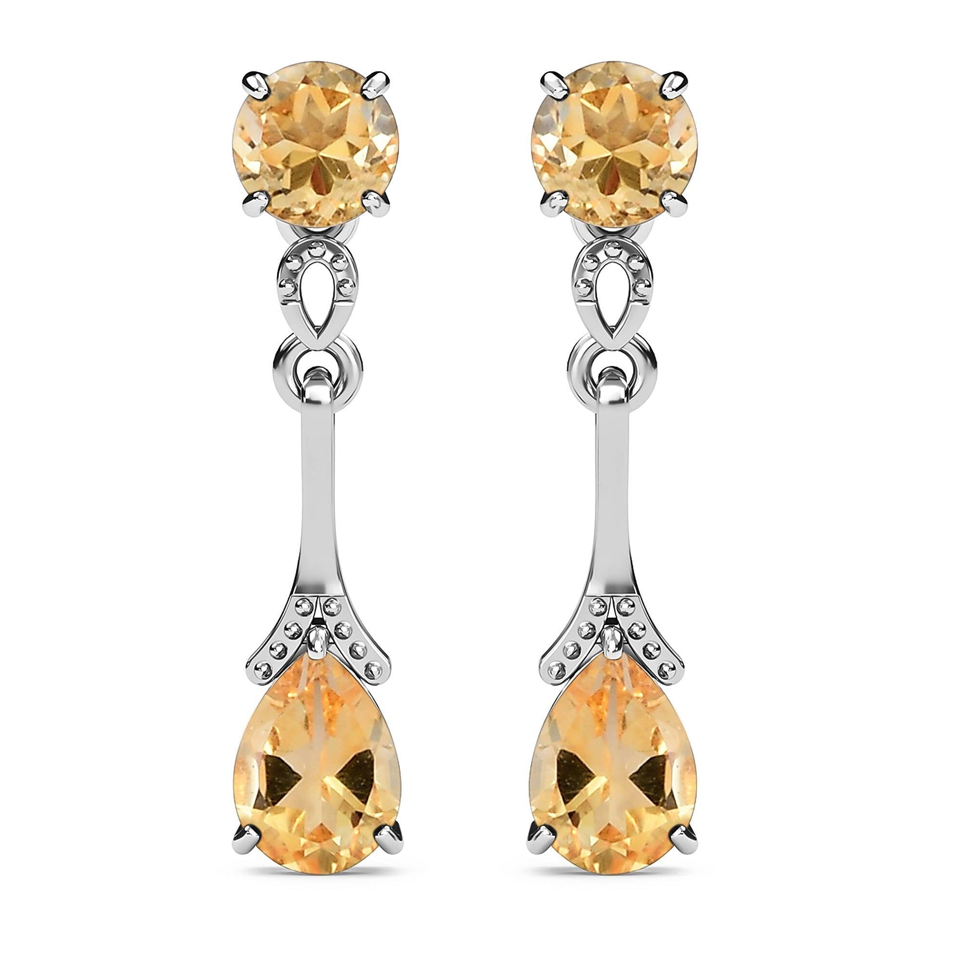 Citrine Linear Drop Dangle Earrings in Platinum Plated Sterling Silver 2.27 Ct. 7519468 0