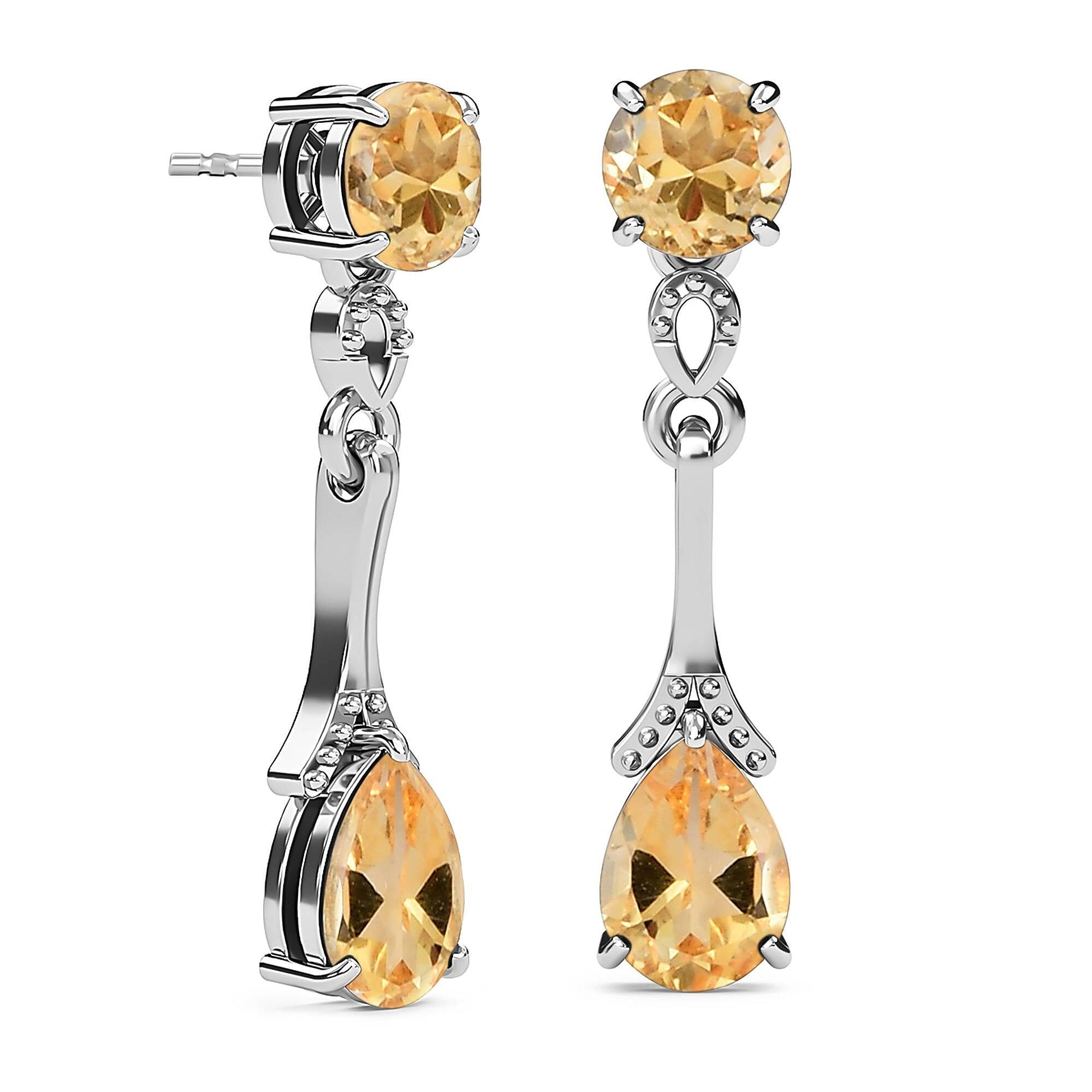 Citrine Linear Drop Dangle Earrings in Platinum Plated Sterling Silver 2.27 Ct. 7519468 6