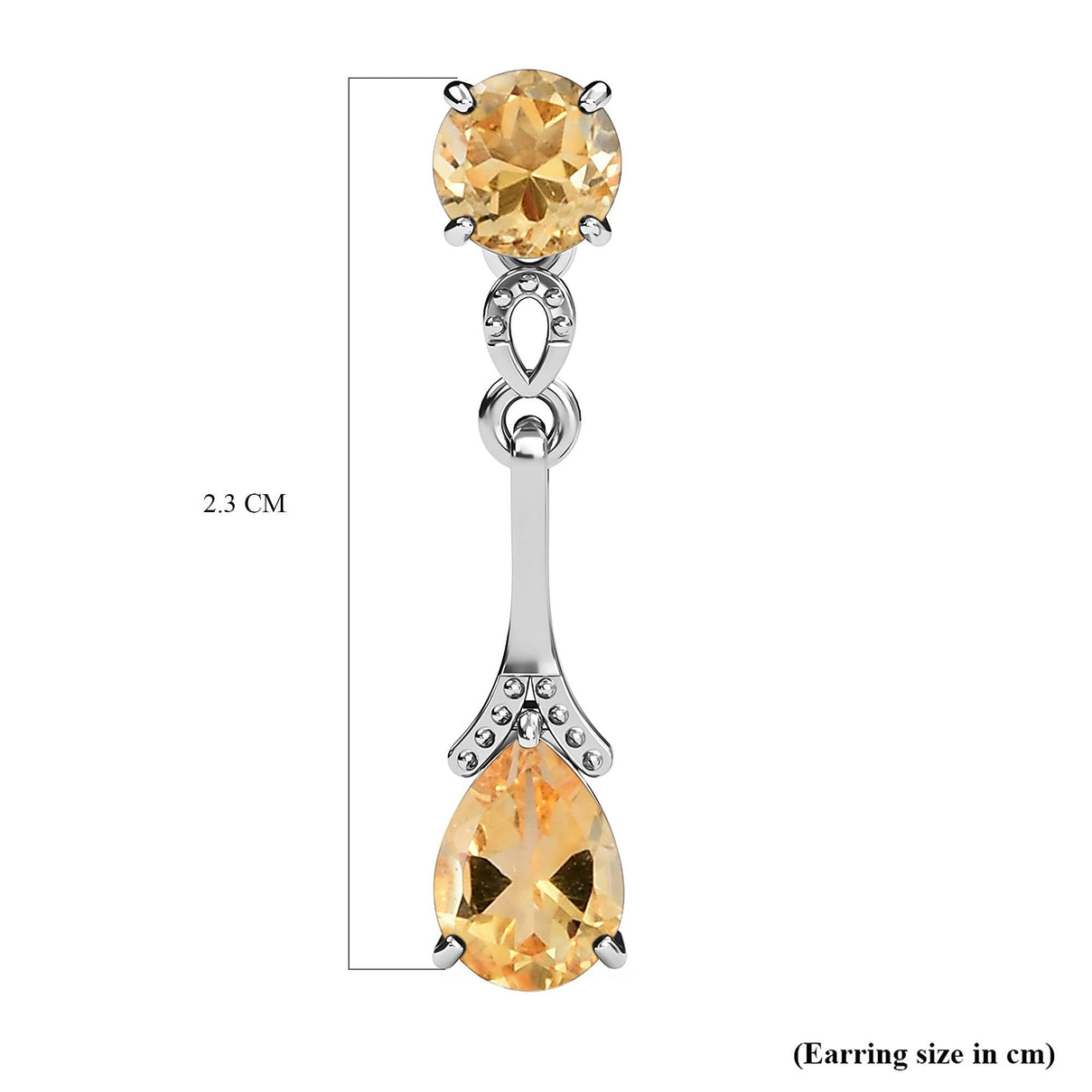 Citrine Linear Drop Dangle Earrings in Platinum Plated Sterling Silver 2.27 Ct. 7519468 7