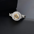 Citrine & Moissanite Ring in Rhodium Overlay Sterling Silver 1.38 Ct.
