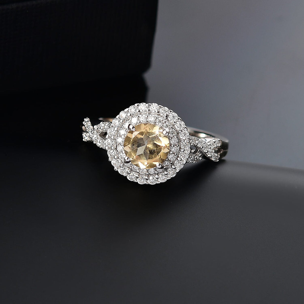 Citrine &amp; Moissanite Ring in Rhodium Overlay Sterling Silver 1.38 Ct. 8066595 3