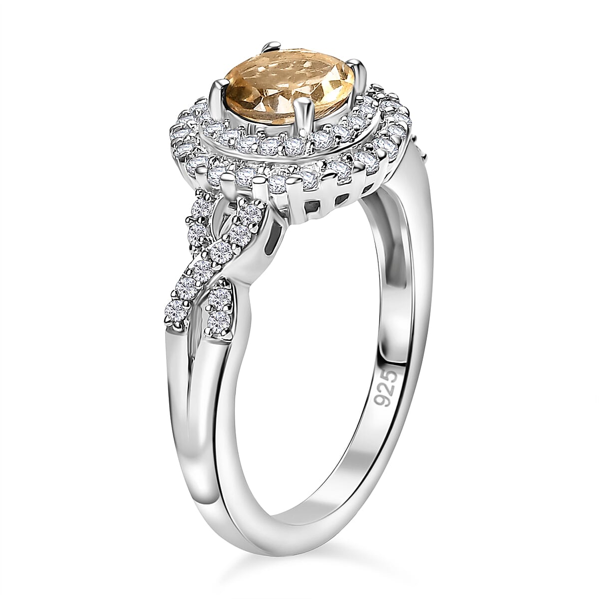 Citrine &amp; Moissanite Ring in Rhodium Overlay Sterling Silver 1.38 Ct. 8066595 7