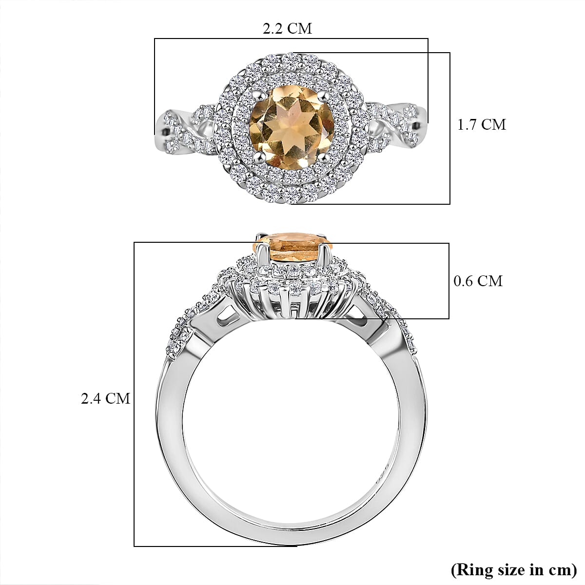 Citrine &amp; Moissanite Ring in Rhodium Overlay Sterling Silver 1.38 Ct. 8066595 11