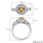 Citrine & Moissanite Ring in Rhodium Overlay Sterling Silver 1.38 Ct.