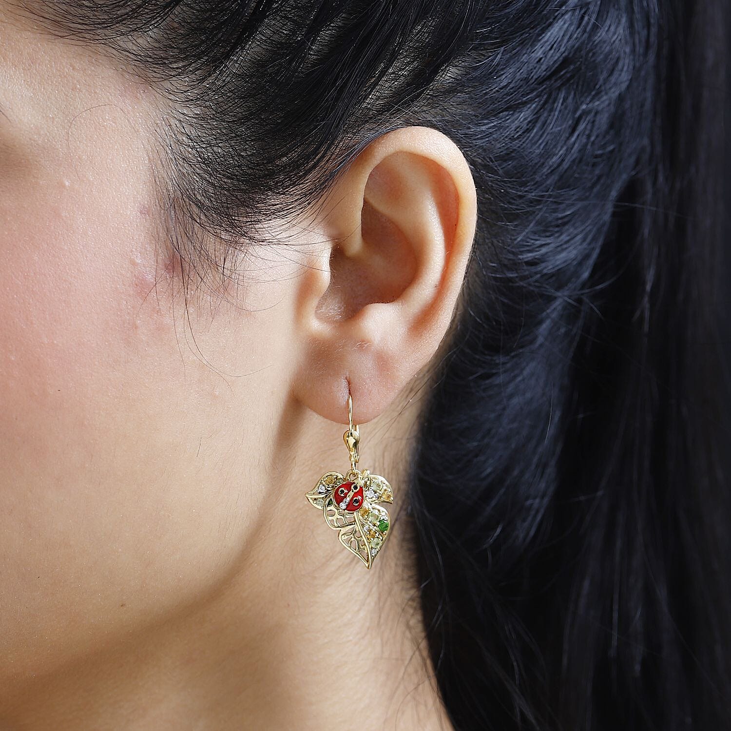 GP Leaf Collection - Citrine &amp; Multi Gemstone Earrings in 18K Vermeil YG Plated Sterling Silver, Silver Wt. 5.60 Gms 7754068 2