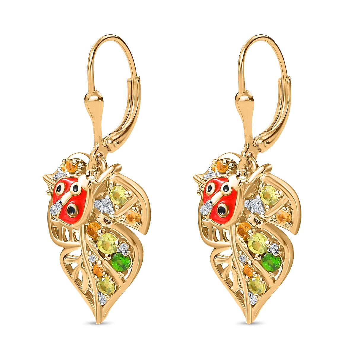 GP Leaf Collection - Citrine &amp; Multi Gemstone Earrings in 18K Vermeil YG Plated Sterling Silver, Silver Wt. 5.60 Gms 7754068 3