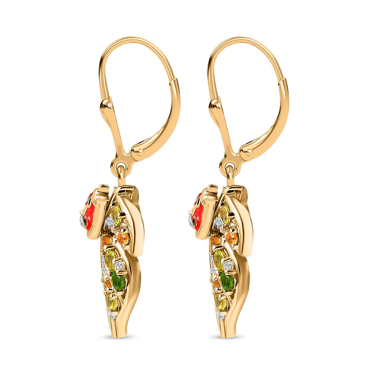 GP Leaf Collection - Citrine &amp; Multi Gemstone Earrings in 18K Vermeil YG Plated Sterling Silver, Silver Wt. 5.60 Gms 7754068 4