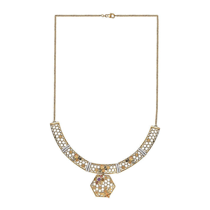 GP HoneyComb Collection - 3 in 1 Interchangeable Necklace Multi Gemstone in 18K Gold Vermeil Plated Sterling Silver 5.41 Ct, Silver Wt. 28.55 Gms. Size 20 7699682 1