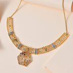 GP HoneyComb Collection - 3 in 1 Interchangeable Necklace Multi Gemstone in 18K Gold Vermeil Plated Sterling Silver 5.41 Ct, Silver Wt. 28.55 Gms. Size 20