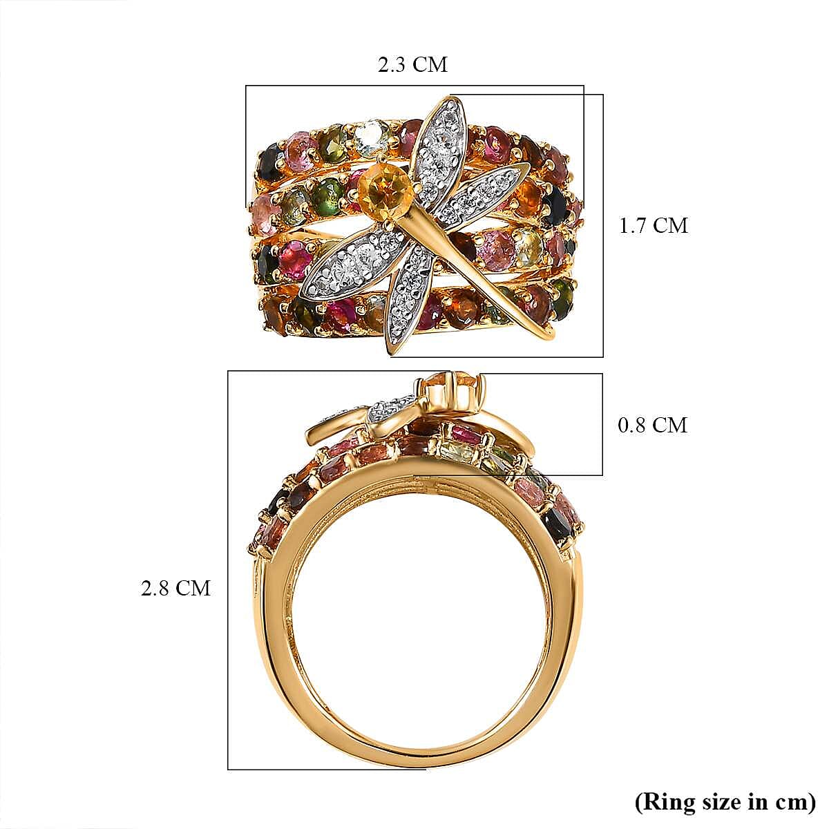 GP Italian Garden Collection - Citrine &amp; Multi Gemstone Butterfly Cluster Ring in 18K Vermeil Yellow Gold Plated Sterling Silver 3.40 Ct. 7626796 6