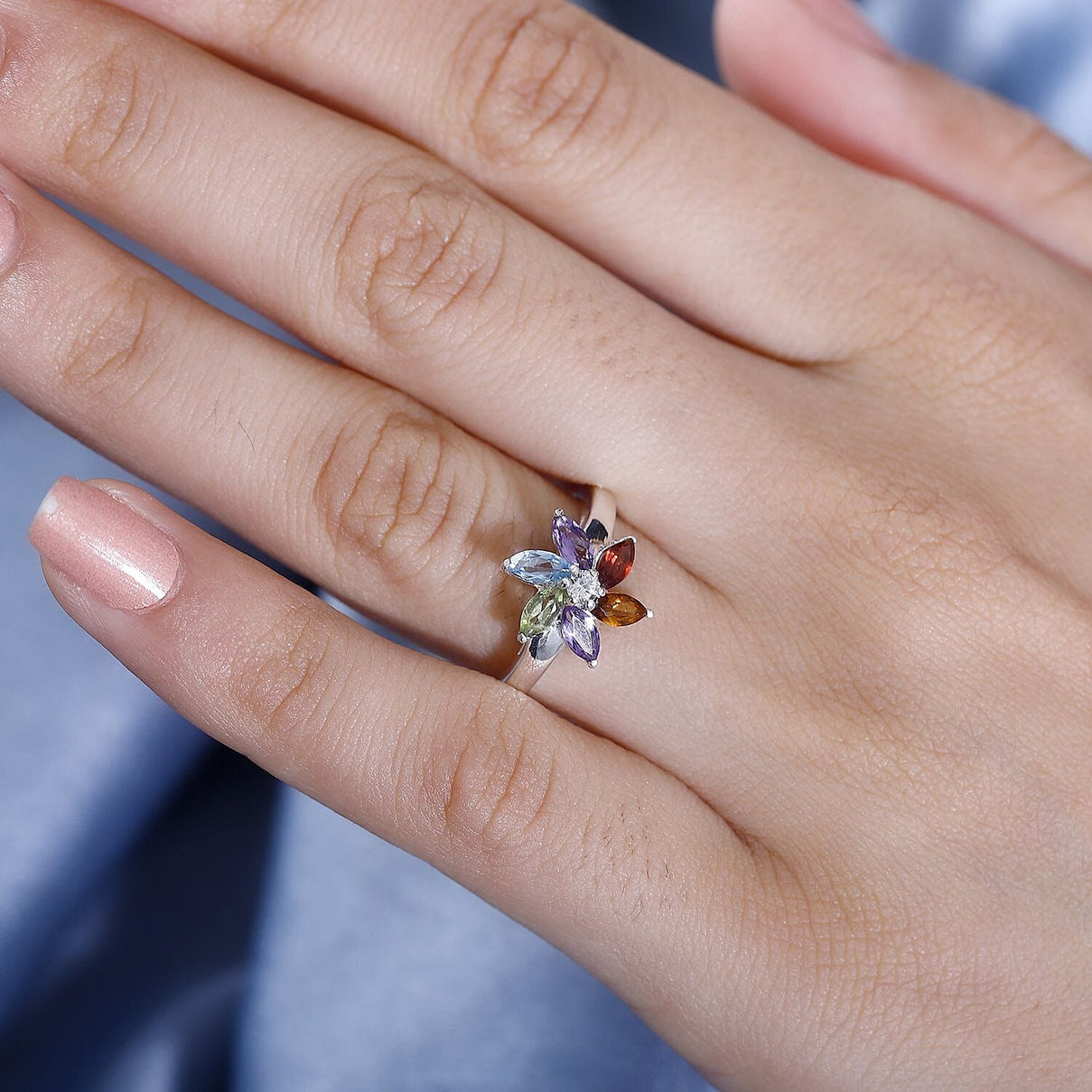 Citrine &amp; Multi Gemstone Floral Ring in Sterling Silver 7821555 3