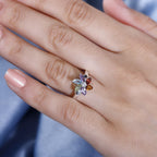 Citrine & Multi Gemstone Floral Ring in Sterling Silver