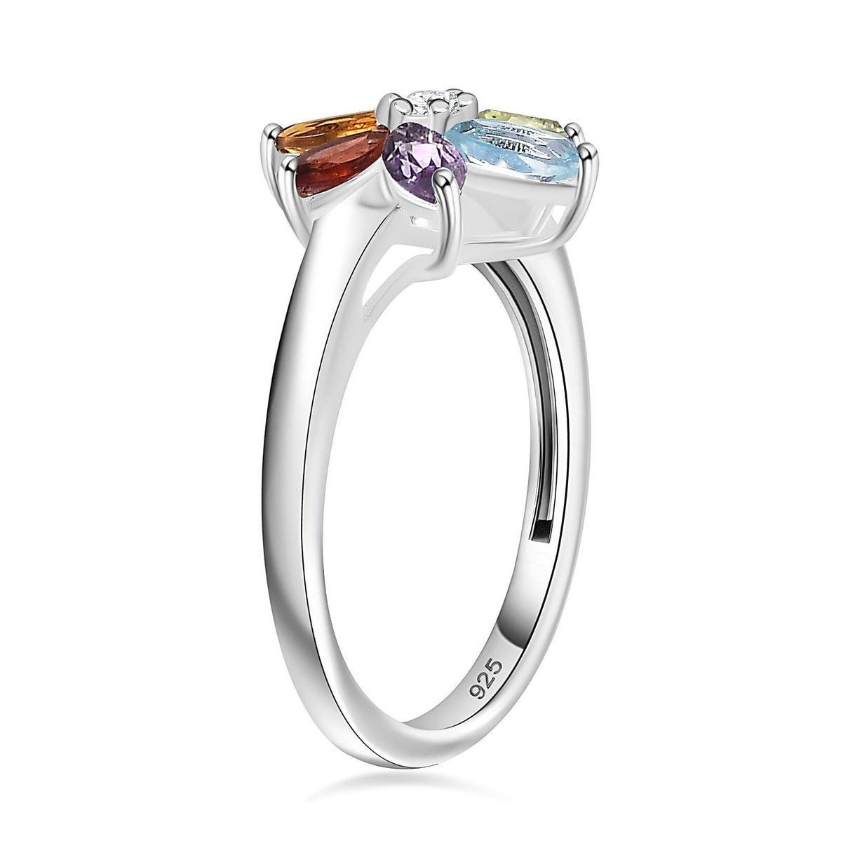 Citrine &amp; Multi Gemstone Floral Ring in Sterling Silver 7821555 4