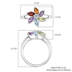 Citrine & Multi Gemstone Floral Ring in Sterling Silver