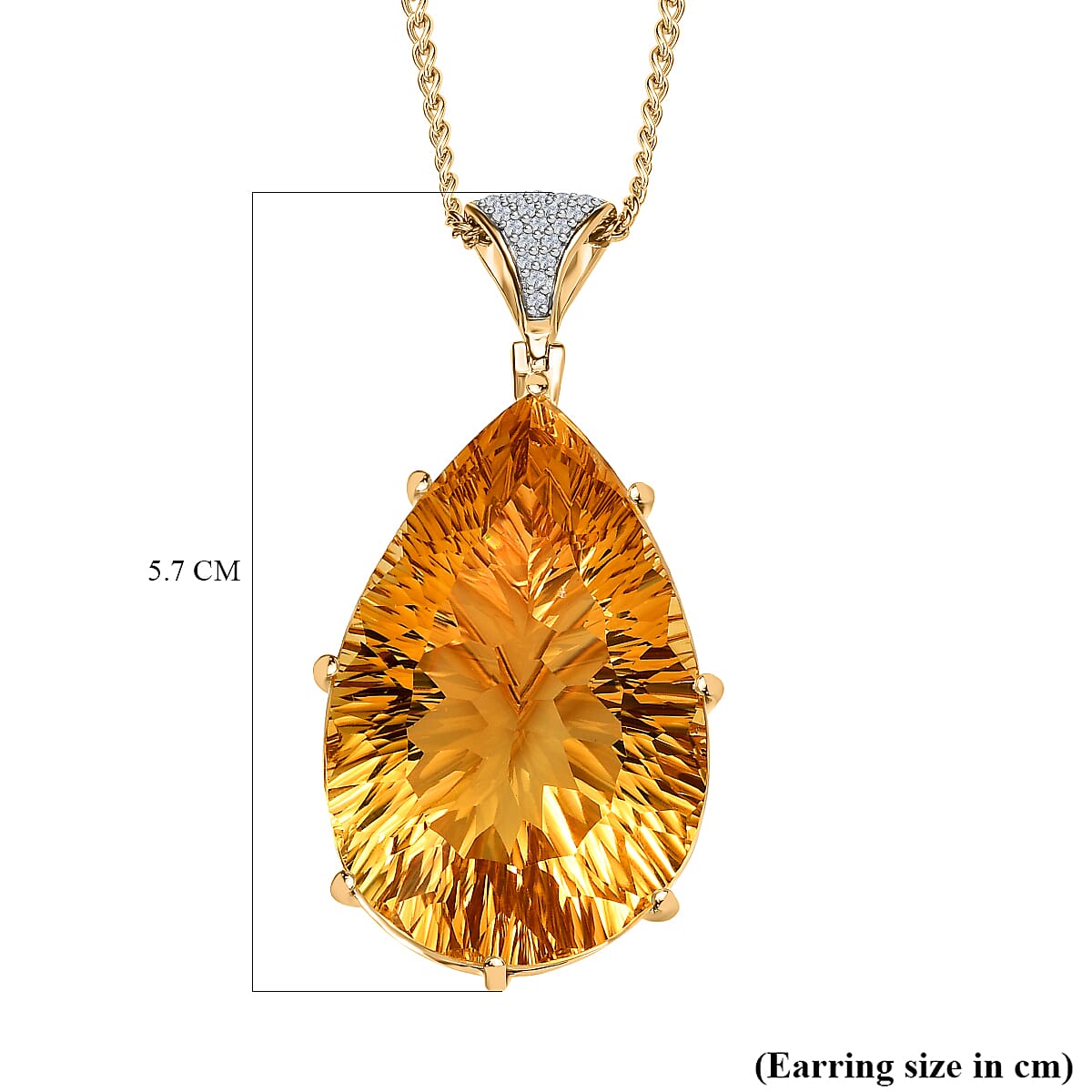 Concave Cut AAA Citrine and Natural Zircon Pendant with Chain (Size 20) in 18K YG Vermeil Plated Sterling Silver 98.84 Ct, Silver Wt. 16.20 Gms 4168213 5