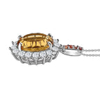 Citrine, Natural Zircon & Orange Sapphire Pendant with Chain (Size 20) in Platinum Overlay Sterling Silver 6.44 Ct.