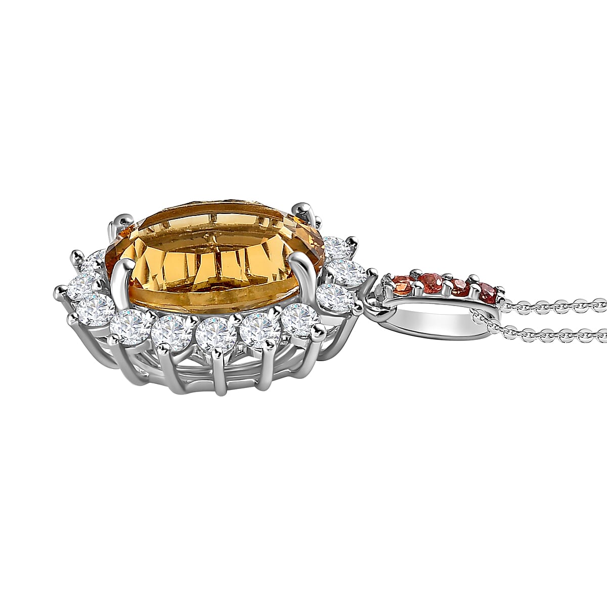 Citrine, Natural Zircon and Orange Sapphire Pendant with Chain (Size 20) in Platinum Overlay Sterling Silver 6.44 Ct. 4167822 3