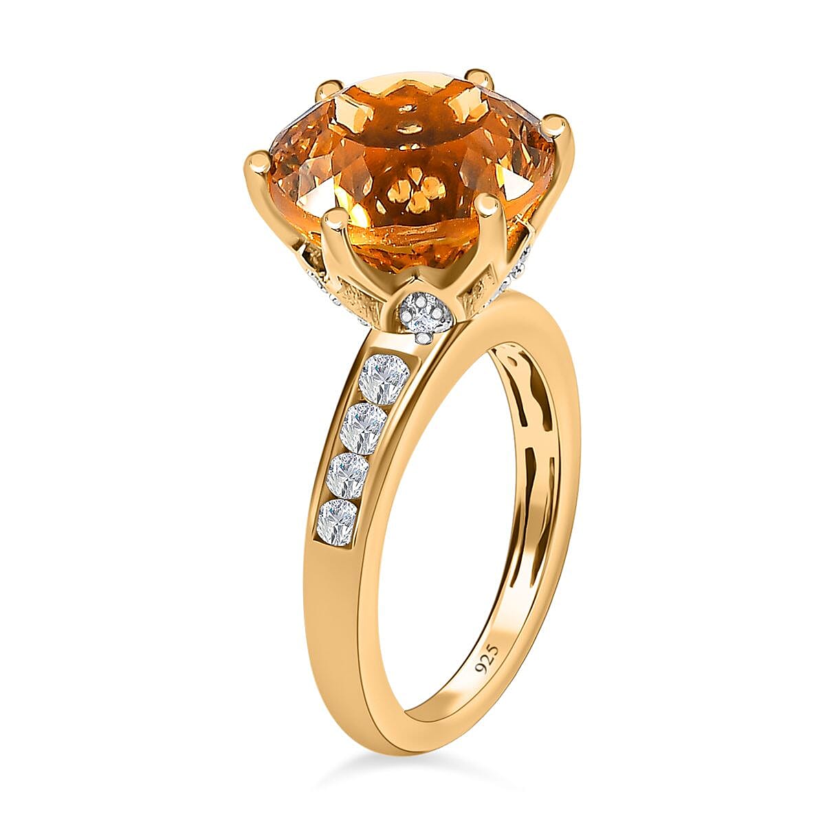 Millenium Cut Citrine &amp; Natural Zircon Ring in 18K Vermeil Yellow Gold Plated Sterling Silver 10.00 Ct. 7573028 3