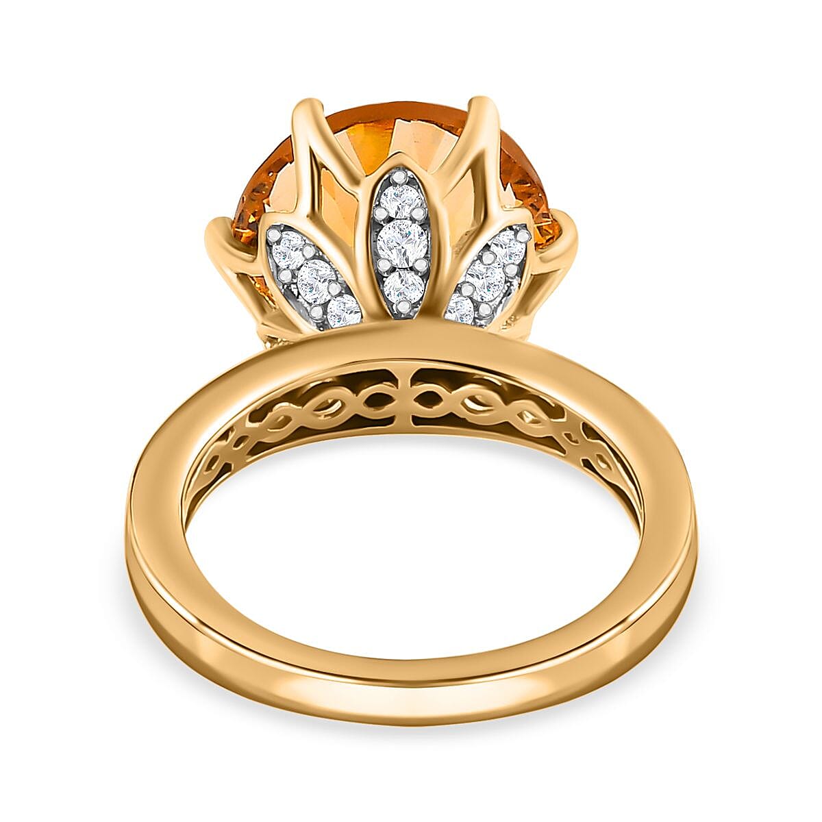 Millenium Cut Citrine &amp; Natural Zircon Ring in 18K Vermeil Yellow Gold Plated Sterling Silver 10.00 Ct. 7573028 4