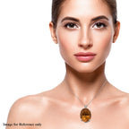 Citrine Pendant (With Chain Size 24) in Platinum Overlay Sterling Silver 47.00 Ct.
