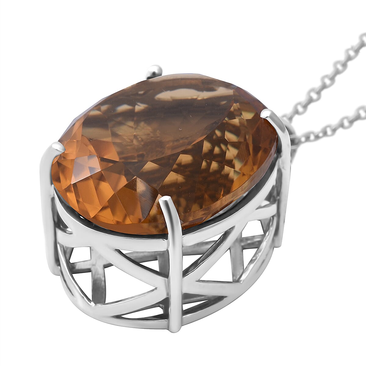 Citrine Pendant (With Chain Size 24) in Platinum Overlay Sterling Silver 47.00 Ct. 8962515 4
